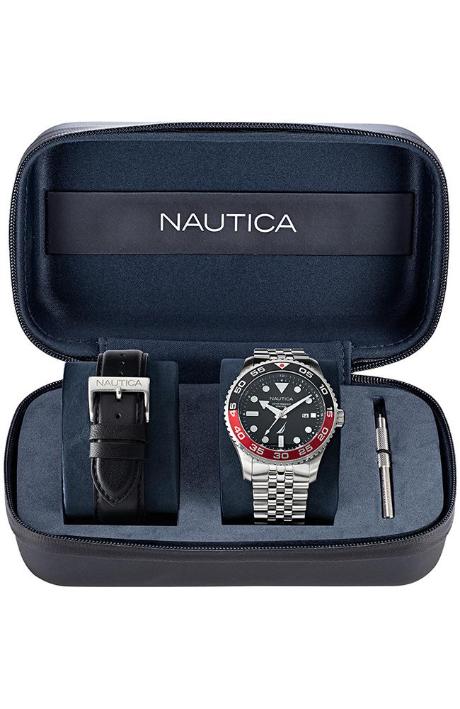 NAUTICA Pacific Beach Gift Set - NAPPBF145, Silver case with Stainless Steel Bracelet