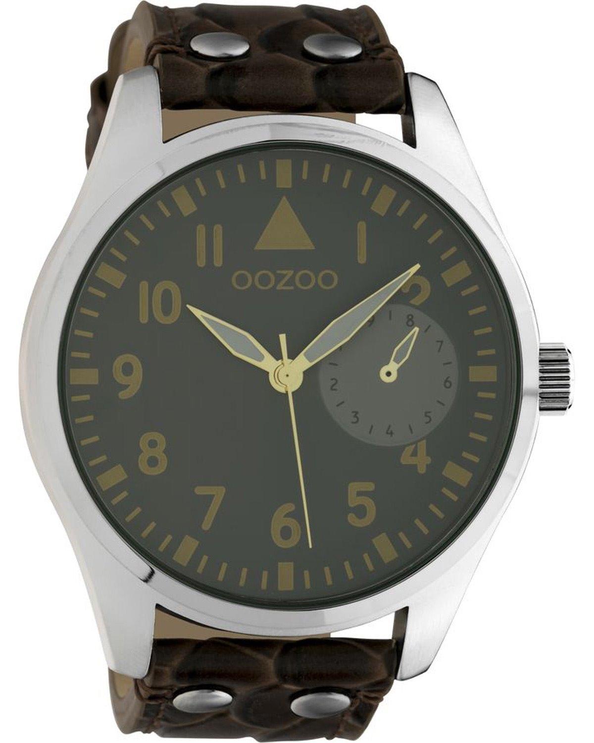 Oozoo OOZOO Timepieces - C10327, Silver case with Brown Leather Strap