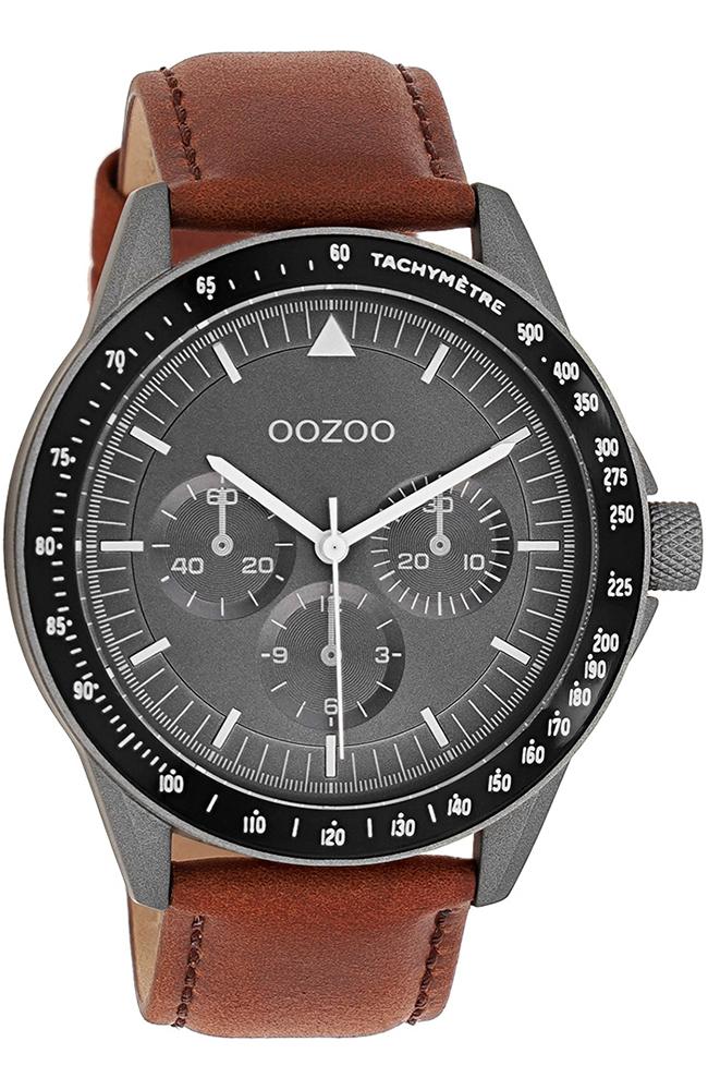 Oozoo OOZOO Timepieces - C11112, Grey case with Brown Leather Strap
