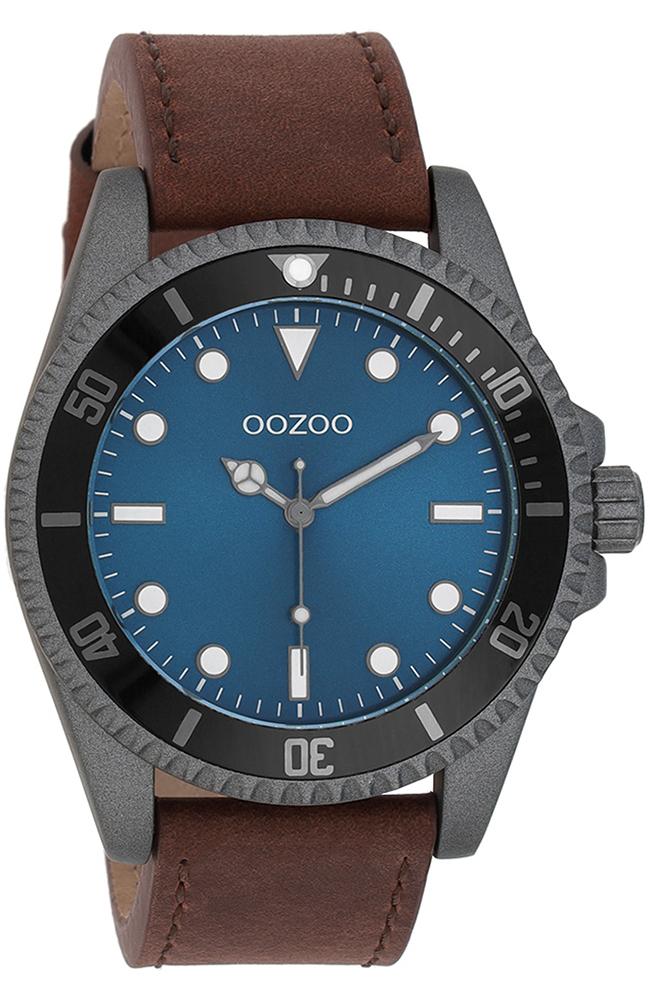 Oozoo OOZOO Timepieces - C11116, Grey case with Brown Leather Strap