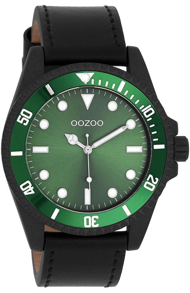 OOZOO Timepieces - C11117, Black case with Black Leather Strap 30690