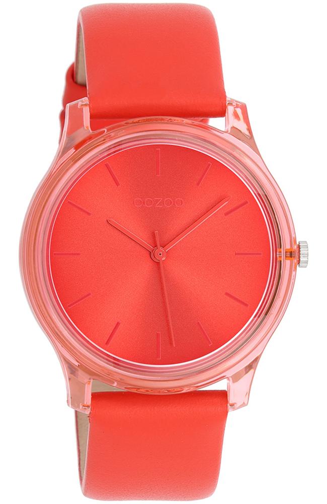OOZOO Timepieces - C11142, Red case with Red Leather Strap 30670