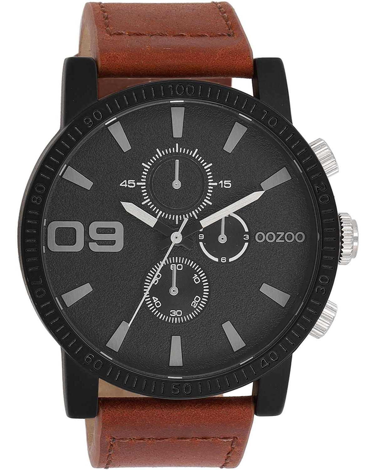 Oozoo OOZOO Timepieces - C11211, Black case with Brown Leather Strap