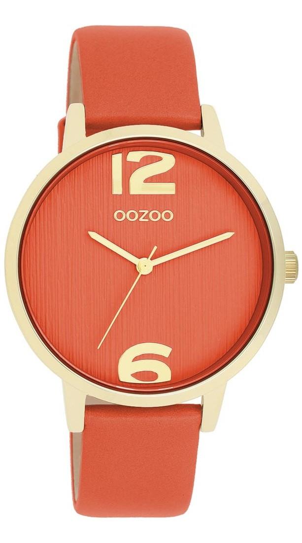 OOZOO Timepieces - C11341, Gold case with Red Leather Strap