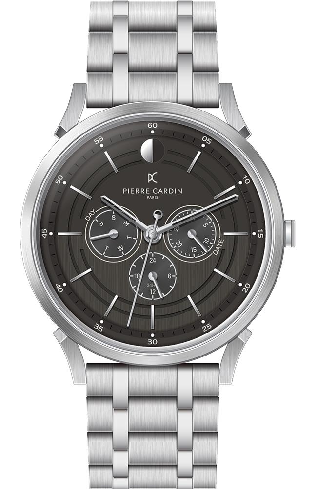 PIERRE CARDIN Pigalle Half Moon - CPI.2105, Silver case with Stainless Steel Bracelet