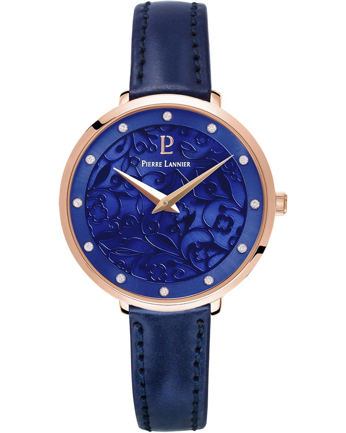 PIERRE LANNIER Eolia Crystals - 039L966 Rose Gold case with Blue Leather strap