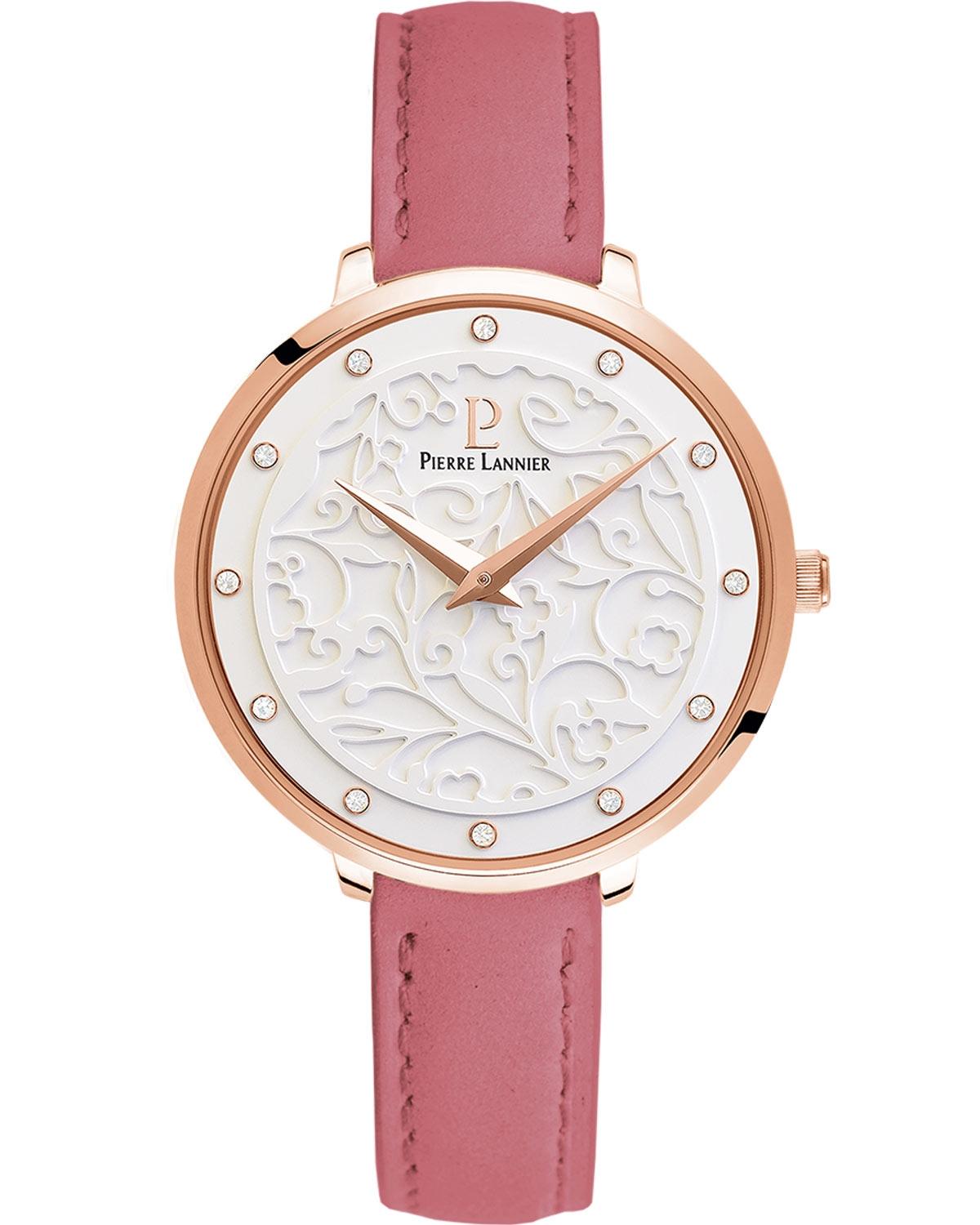 PIERRE LANNIER Eolia Crystals - 041K605 Rose Gold case with Pink Leather strap
