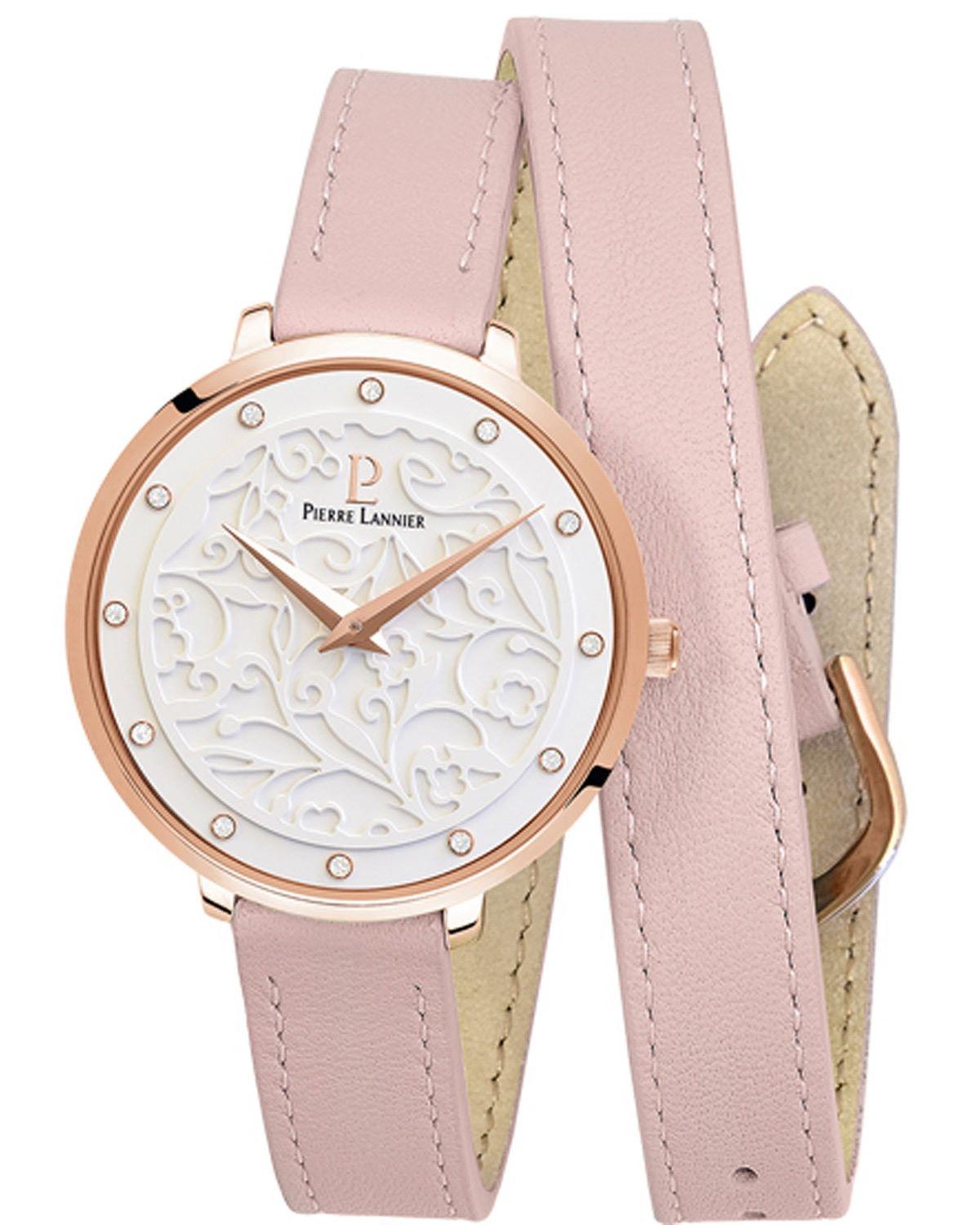 PIERRE LANNIER Eolia Crystals - 043K905 Rose Gold case with Pink Leather strap