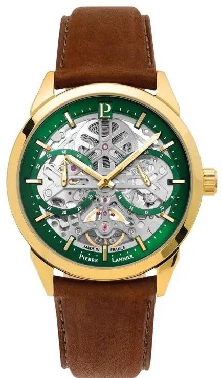 Pierre Lannier PIERRE LANNIER Monarck Automatic - 347A074 Gold case with Brown Leather strap