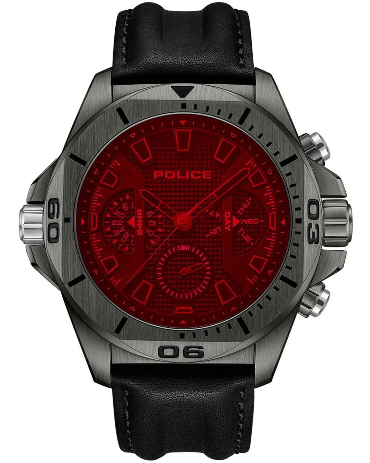 POLICE Electrical - PEWJF0022502, Anthracite case with Black Leather Strap