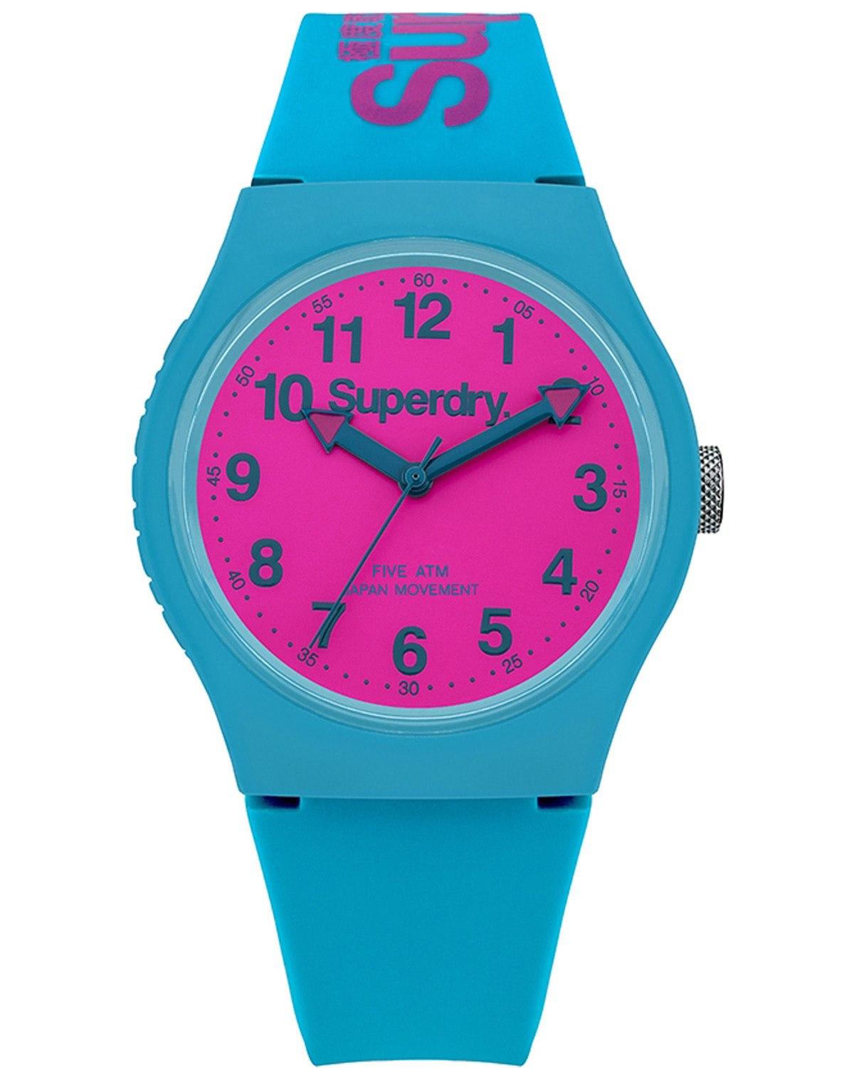 SUPERDRY Urban - SYG164AUP, Light Blue case with Light Blue Rubber Strap