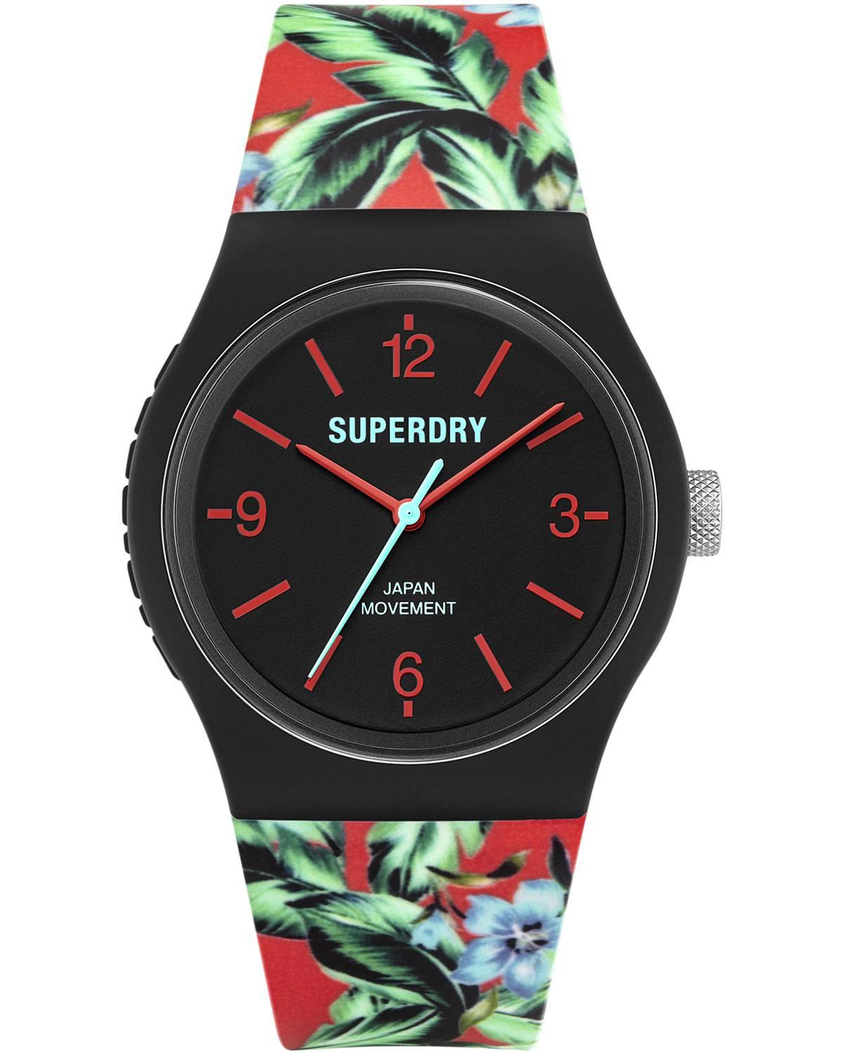 SUPERDRY Urban Tropic - SYG298BN, Black case with Multicolor Rubber Strap