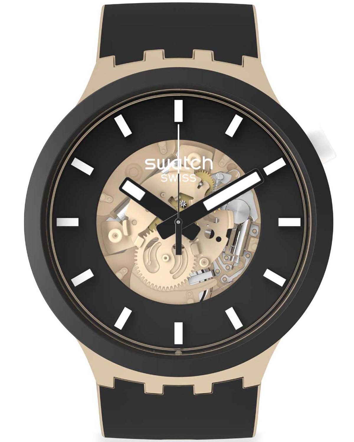 Swatch SWATCH Big Bold Bioceramic - SB03C100, Beige case with Beige-Black Rubber Strap