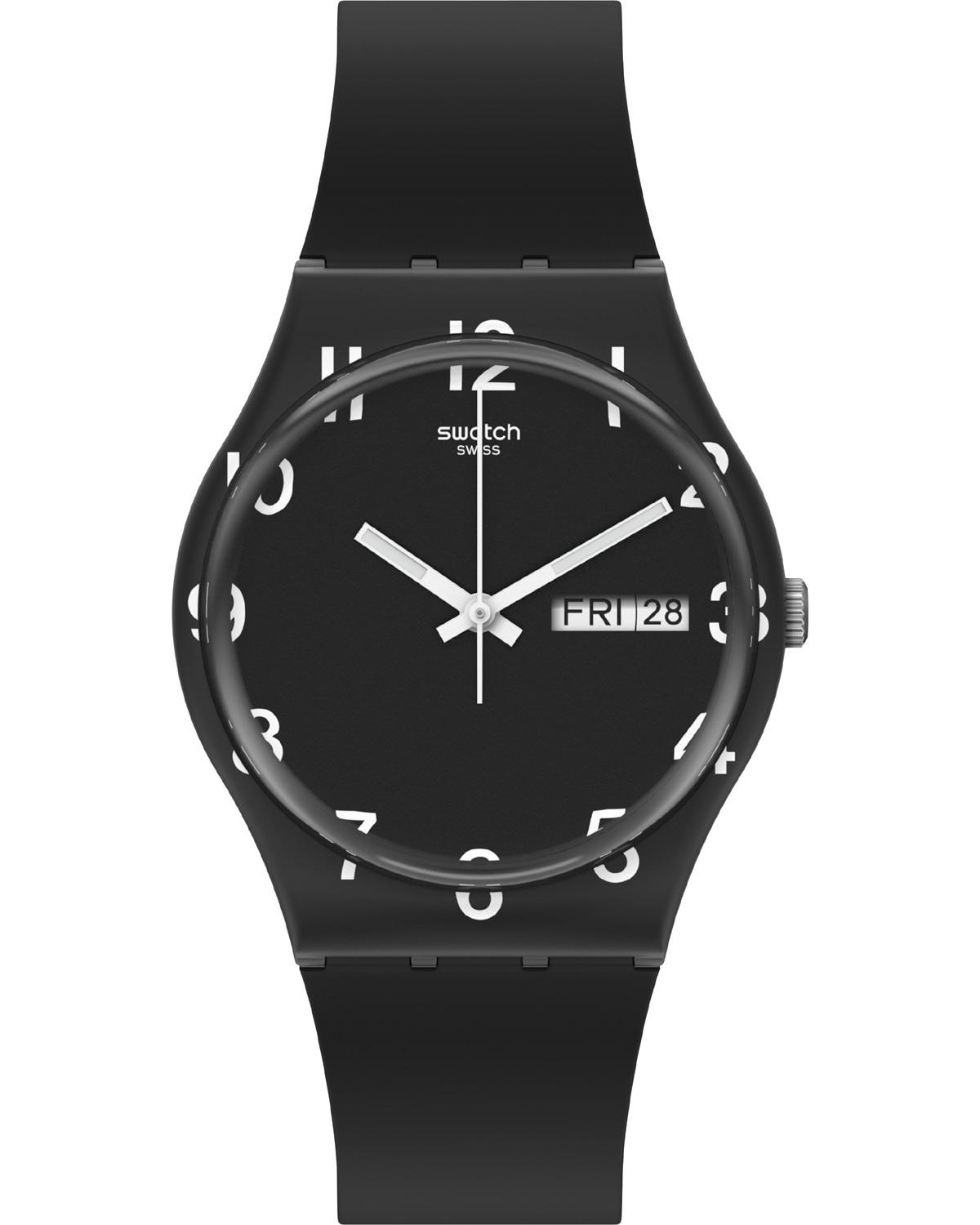 SWATCH Gents Over Black - GB757, Black case with Black Rubber Strap