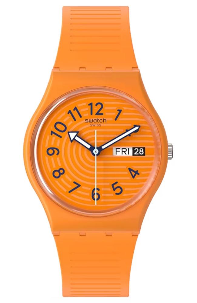 SWATCH Trendy Lines In Sienna - SO28O703, Orange case with Blue Rubber Strap