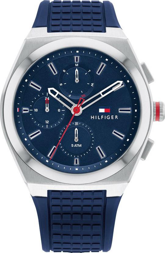 TOMMY HILFIGER Connor - 1791899, Silver case with Blue Rubber Strap