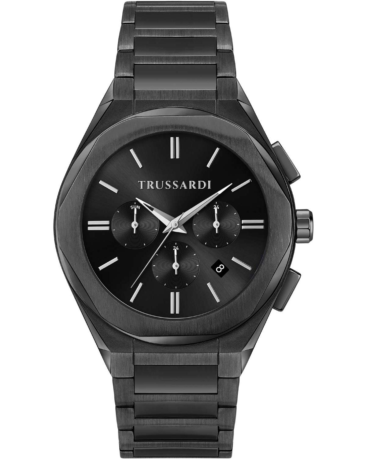 TRUSSARDI Brink Dual Time - R2453156002, Black case with Stainless Steel Bracelet