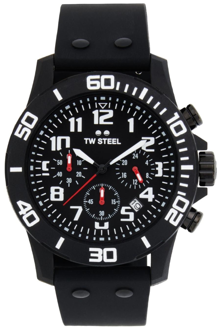 TW Steel TW STEEL Carbon Chronograph - CA1, Black case with Black Rubber Strap
