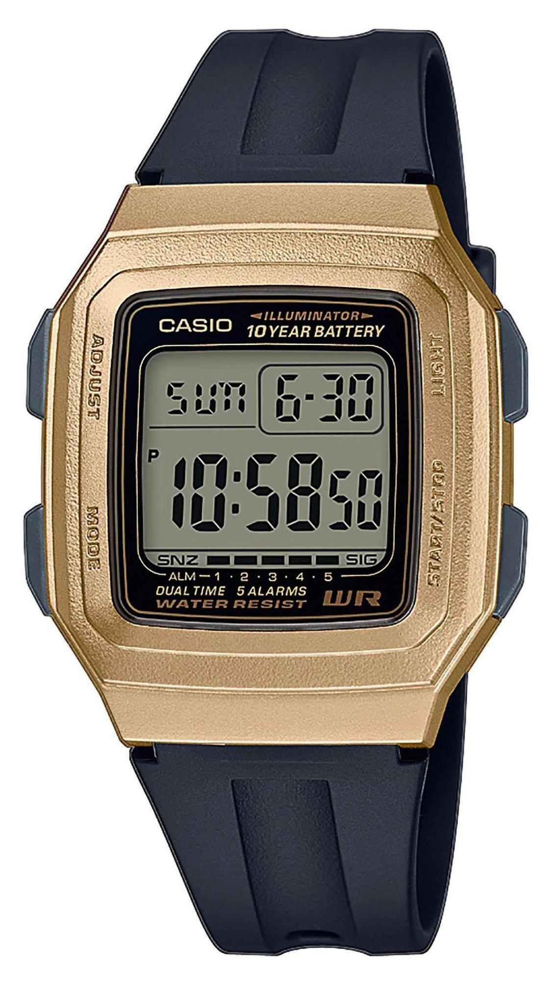 CASIO Collection - F-201WAM-9AVEF, Gold case with Black Rubber Strap
