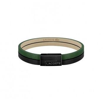 LACOSTE Βραχιόλι από ανοξείδωτο ατσάλι & δέρμα  Black & Green 2040074