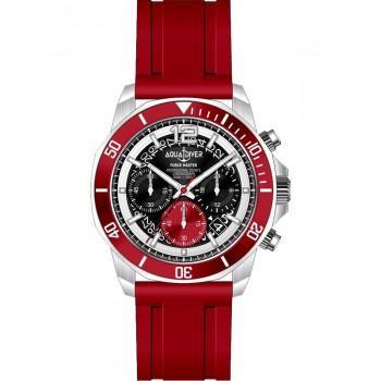AQUADIVER Force Master Chronograph - SS23086G14, Silver case with Red Rubber Strap