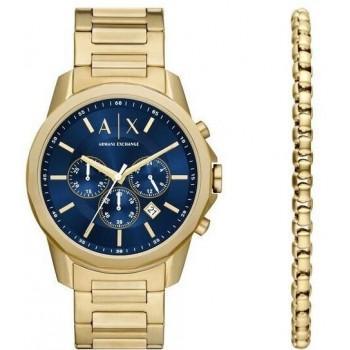 ARMANI EXCHANGE Banks Mens Gift Set - AX7151, Gold case with Stainless Steel Bracelet