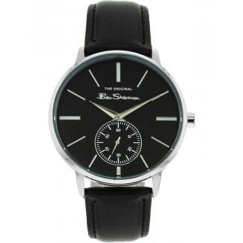 BEN SHERMAN The Originals - BS077B,  Silver case with Black Leather Strap