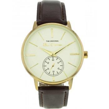 BEN SHERMAN The Originals - BS077BR,  Gold case with Brown Leather Strap