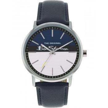 BEN SHERMAN The Originals - BS080U,  Silver  case with Blue Leather Strap
