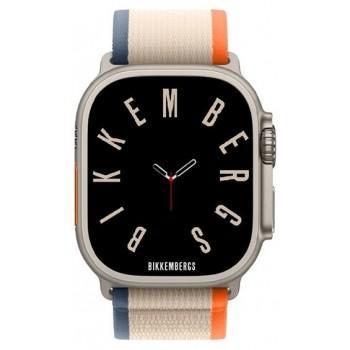 BIKKEMBERGS Smartwatch Big - BK41,  Silver case with Multicolor Fabric Strap 