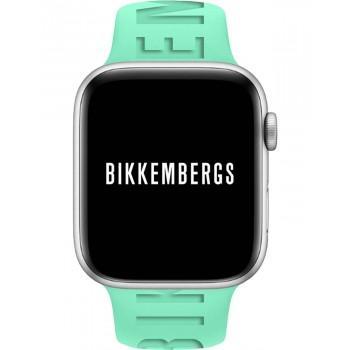 BIKKEMBERGS Smartwatch Medium - BK17  Silver case with Light Green Rubber Strap 