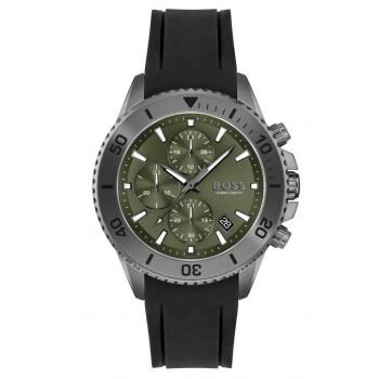 BOSS Admiral Chronograph - 1513967,  Grey case with Black Rubber Strap
