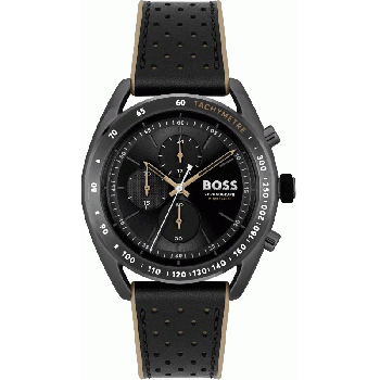 BOSS Centre Court Chronograph - 1514022,  Black case with Black Leather Strap