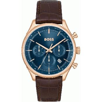 BOSS Gregor Chronograph - 1514050,  Rose Gold case with Brown Leather Strap