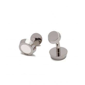 BOSS Μανικετόκουμπα από ανοξείδωτο ατσάλι Silver & White 50495133/WH