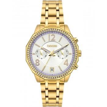 BREEZE Crystal  Dual Time - 212451.1,  Gold case with Stainless Steel Bracelet