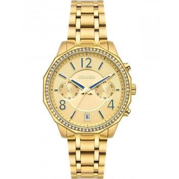 BREEZE Crystal  Dual Time - 212451.2,  Gold case with Stainless Steel Bracelet