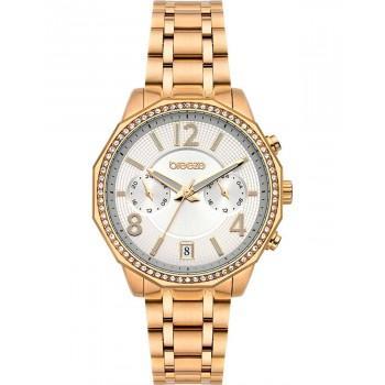BREEZE Crystal  Dual Time - 212451.4,  Rose Gold case with Stainless Steel Bracelet