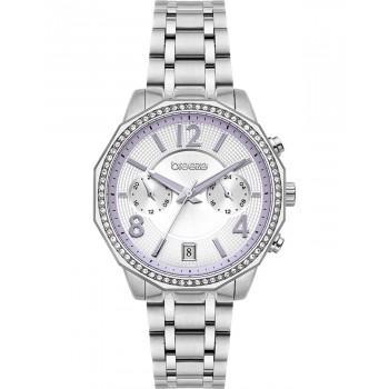 BREEZE Crystal  Dual Time - 612451.2,  Silver case with Stainless Steel Bracelet