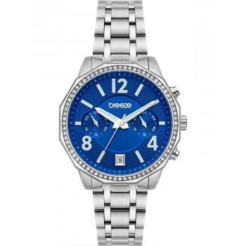 BREEZE Crystal  Dual Time - 612451.3,  Silver case with Stainless Steel Bracelet