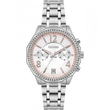 BREEZE Crystal  Dual Time - 612451.4,  Silver case with Stainless Steel Bracelet