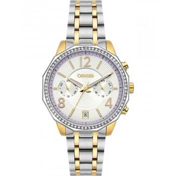 BREEZE Crystal  Dual Time - 712451.1,  Silver case with Stainless Steel Bracelet