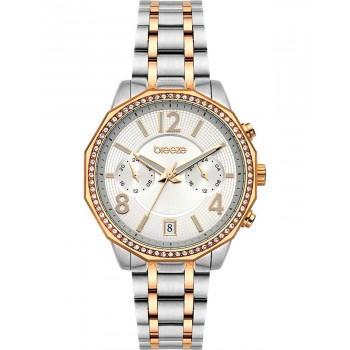 BREEZE Crystal  Dual Time - 712451.7,  Silver case with Stainless Steel Bracelet