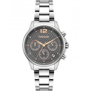 BREEZE Enigma Dual Time - 612431.6,  Silver case with Stainless Steel Bracelet