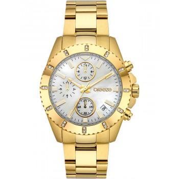 BREEZE Obsession Crystals Chronograph - 212461.1,  Gold case with Stainless Steel Bracelet
