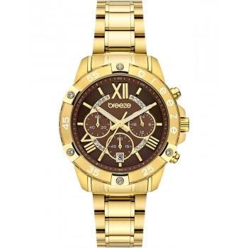 BREEZE Spectacolo  Crystals Chronograph - 212441.8,  Gold case with Stainless Steel Bracelet