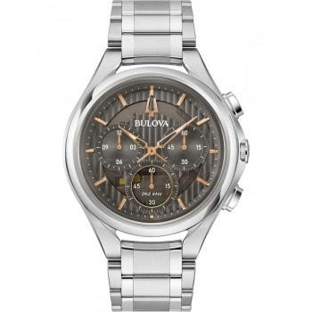 BULOVA Curv Chronograph - 96A298 Silver case with Stainless Steel Bracelet