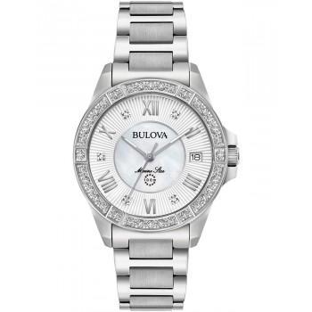 BULOVA  Marine Star Crystals  - 96R232 Silver case with Stainless Steel Bracelet