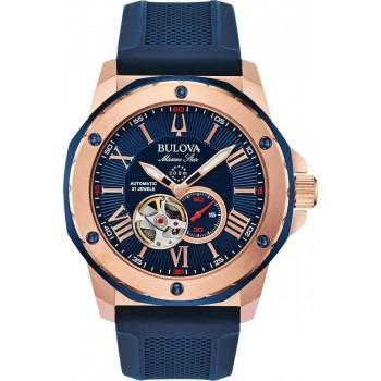 BULOVA Mechanical Automatic - 98A227  Rose Gold case with Blue Rubber Strap