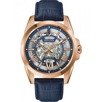BULOVA Sutton  Automatic - 97A161  Rose Gold case with Blue Leather Strap